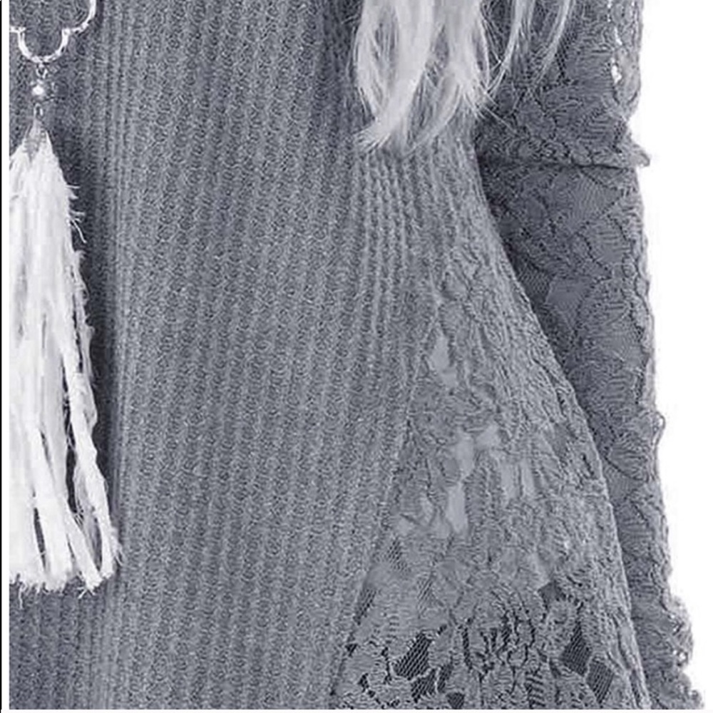 Super cute woman top lace Stitching knitted - Picture 5 of 6